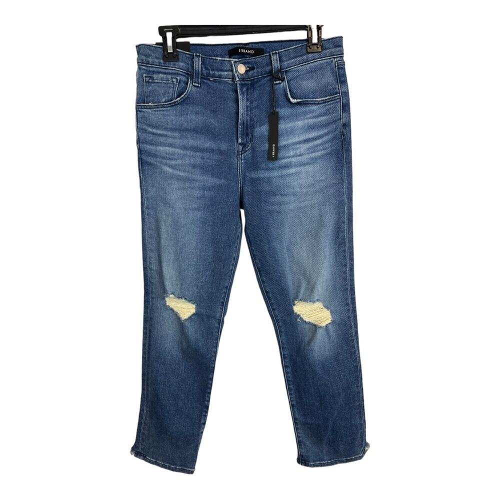 J Brand Ruby High Rise Crop Cigarette Indy Destruct Jeans - Picture 2 of 9